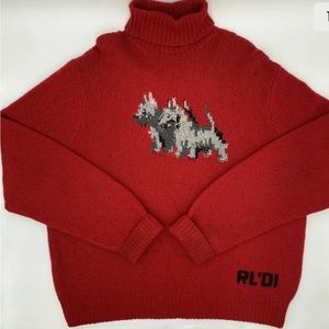 Polo Ralph Lauren vintage hand knit lambs wool dogs sweater